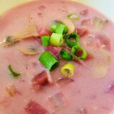 スイカ大根と紫玉ねぎの豆乳スープ